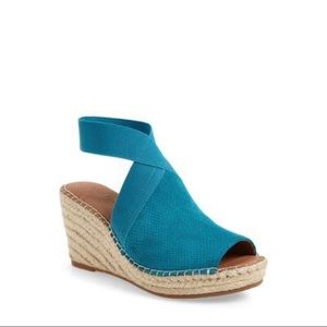 turquoise espadrille wedge suede shoe